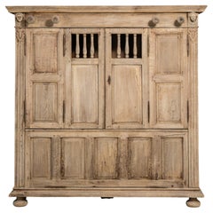 19th Century French Provincial Oak Cabinet, Weathered Antique Wood