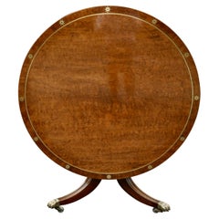 Early 19th Century Regency Anglo Mahogany and Brass Round Center Dining Table