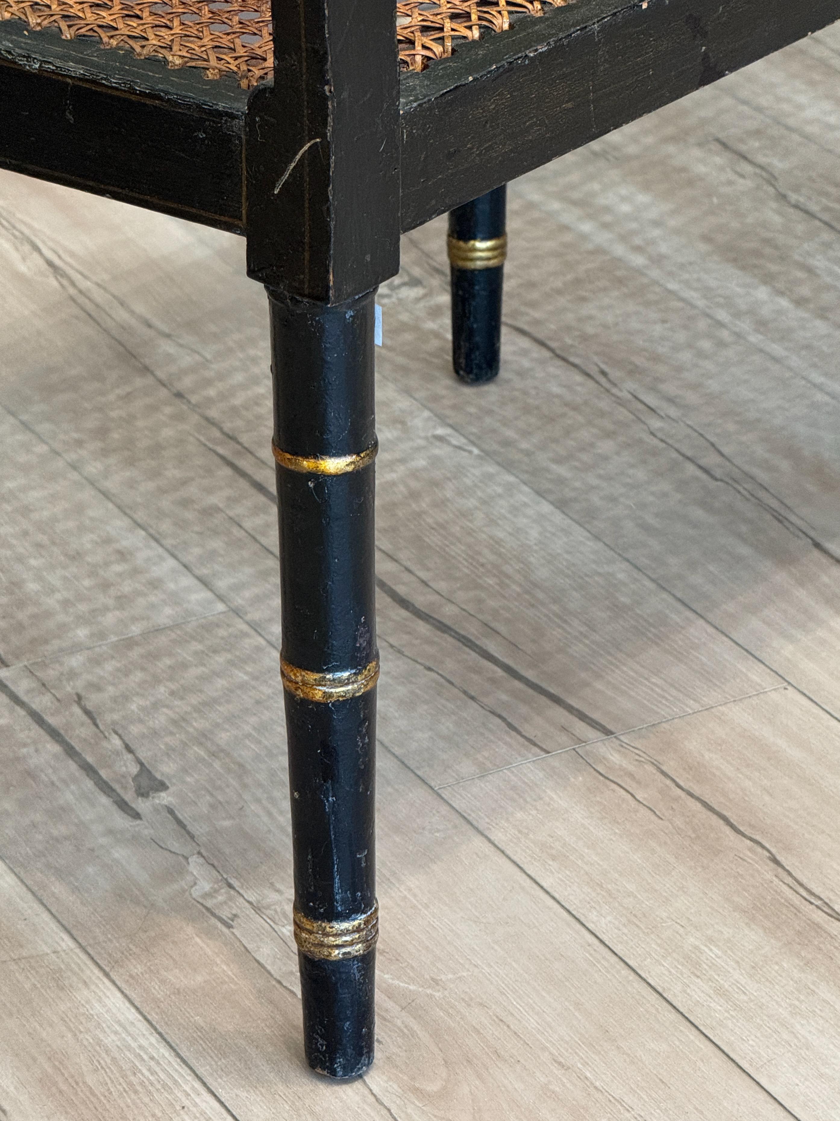Early 19th Century Regency Black and Gold Painted Window Bench For Sale 5