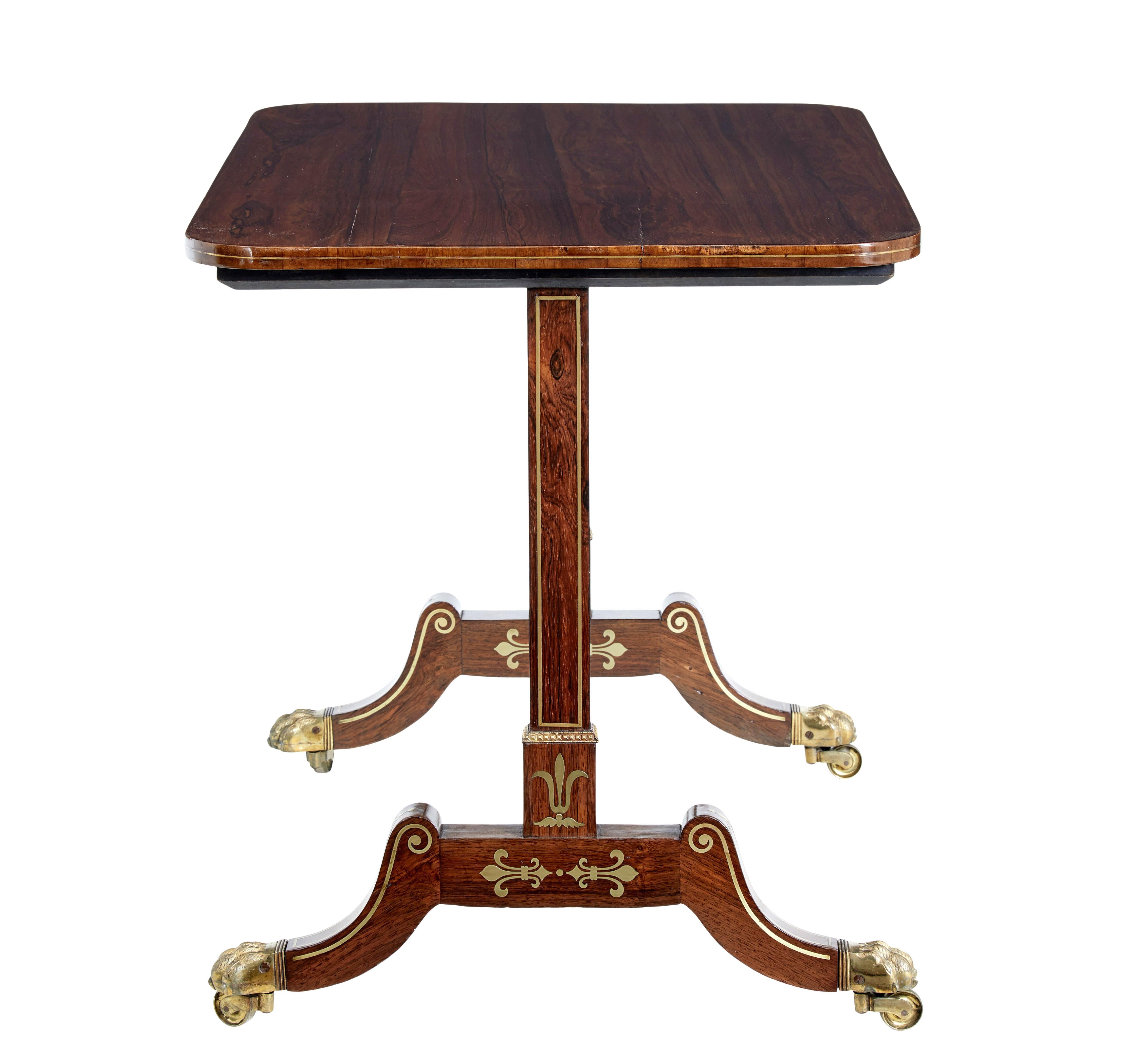 Hand-Carved Early 19th century Regency brass inlaid palisander occasional side table For Sale