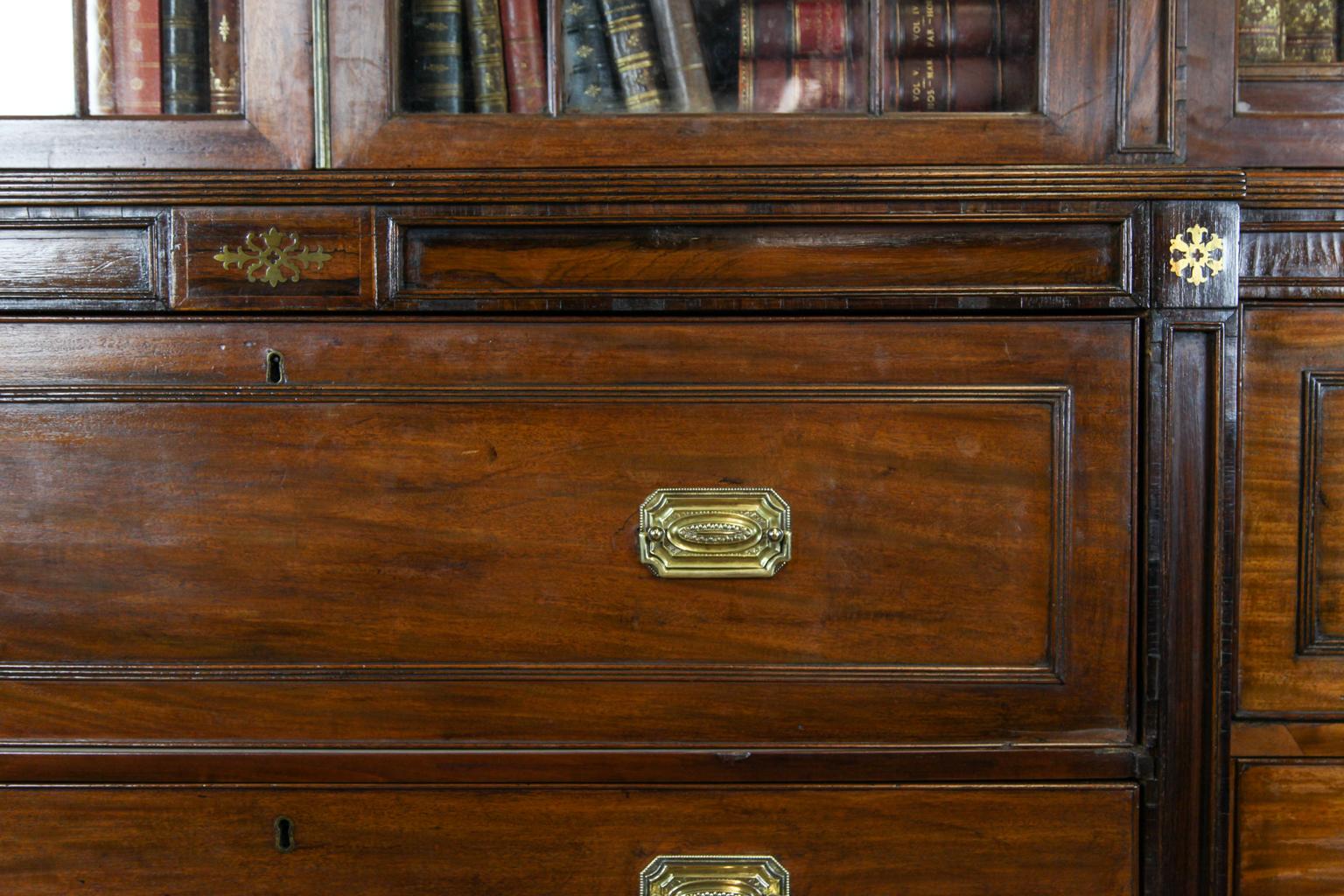 Inlay Early 19th Century Regency Breakfront Bookcase