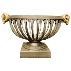 Early 19th Century Regency Bronze and Wrought Iron Fire Basket Urn