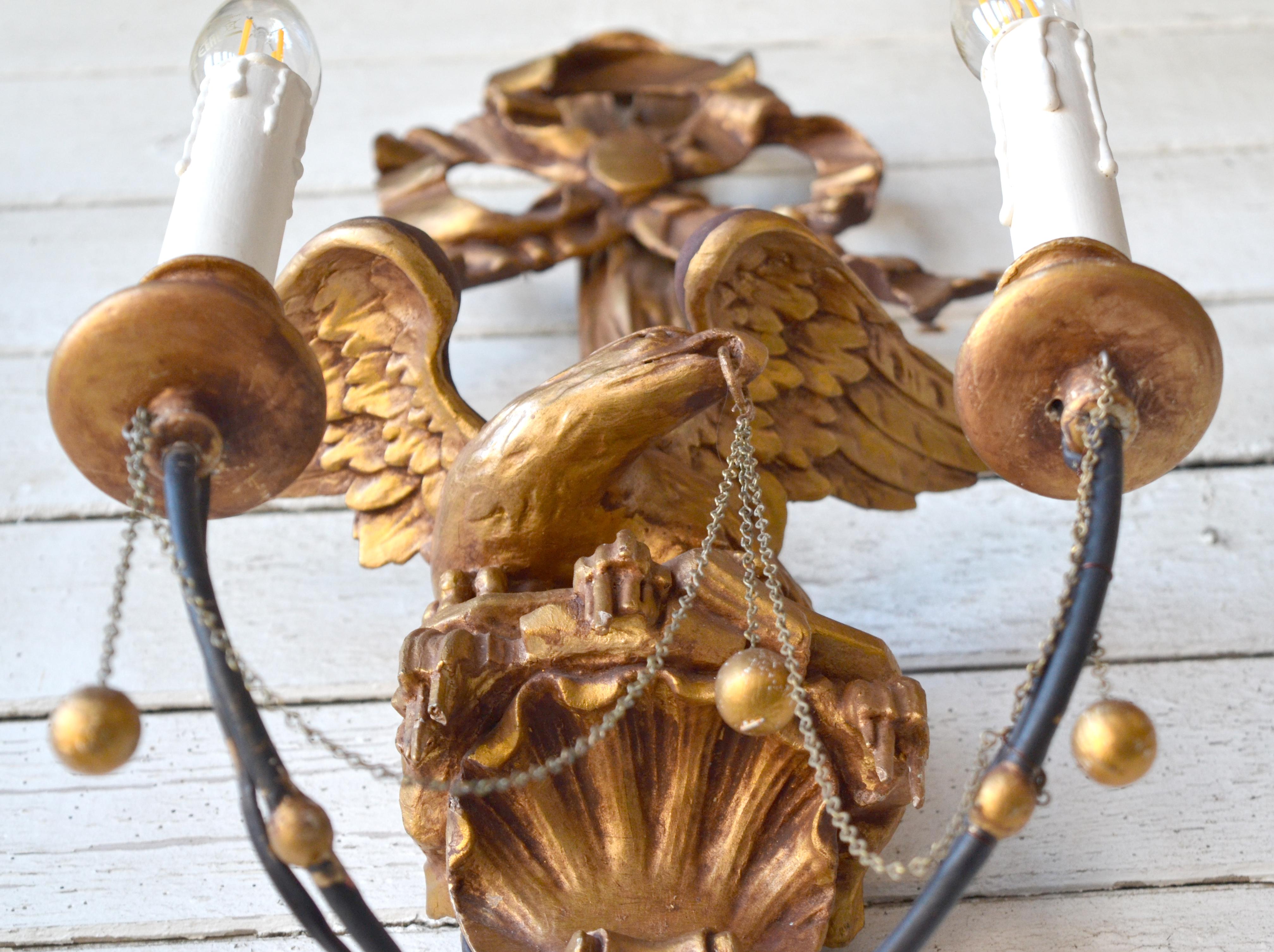 Early 19th Century Regency Carved Giltwood Eagle Wall Sconces For Sale 5