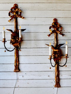 Early 19th Century Regency Carved Giltwood Eagle Wall Sconces