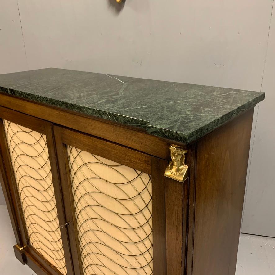 Early 19th Century Regency pier cabinet with Brass Sphinx Heads and Marble Top For Sale 1