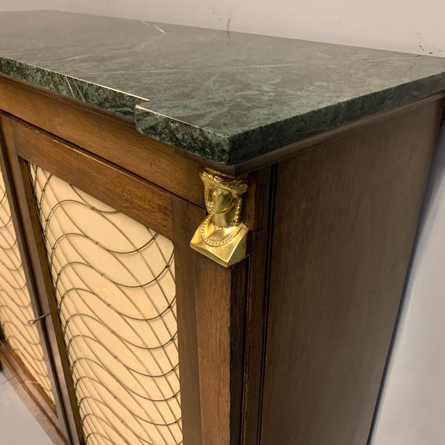 Early 19th Century Regency pier cabinet with Brass Sphinx Heads and Marble Top For Sale 4