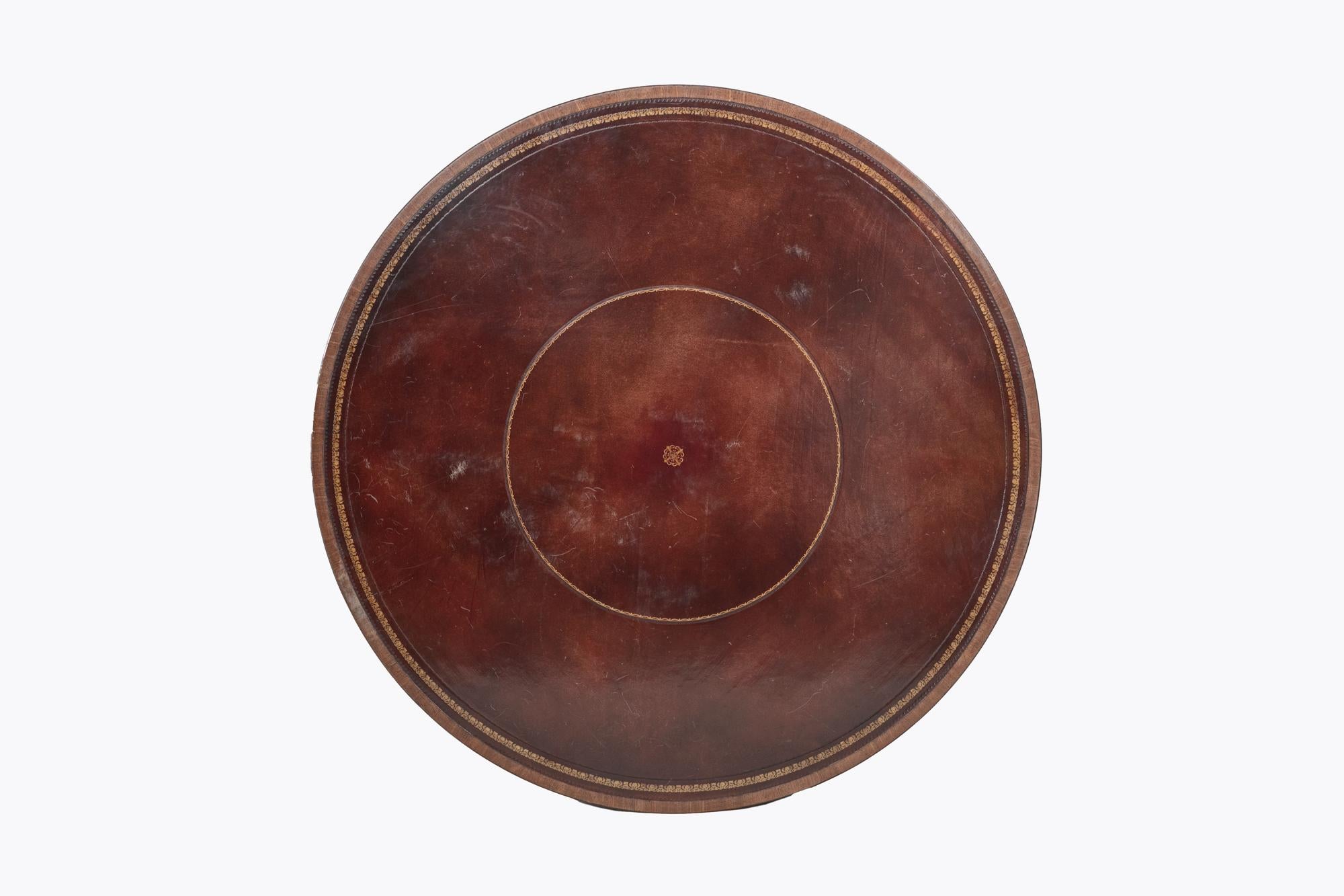 Brass Early 19th Century Regency Circular Mahogany Drum Table For Sale