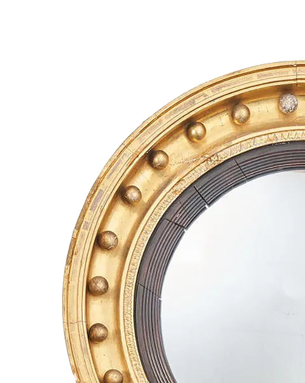 English Early 19th Century Regency Convex Mirror For Sale