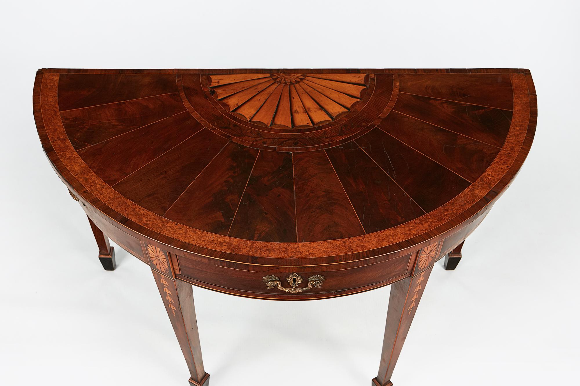 Irish Early 19th Century Regency Demilune Table after William Moore For Sale