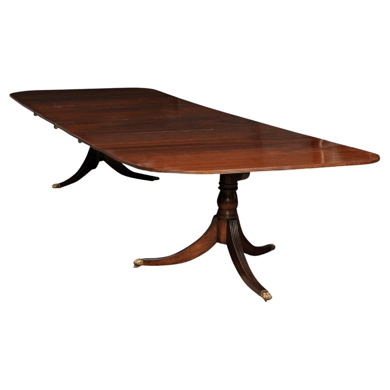 Large Regency / Classical Double Pedestal Mahogany Dining Room Table