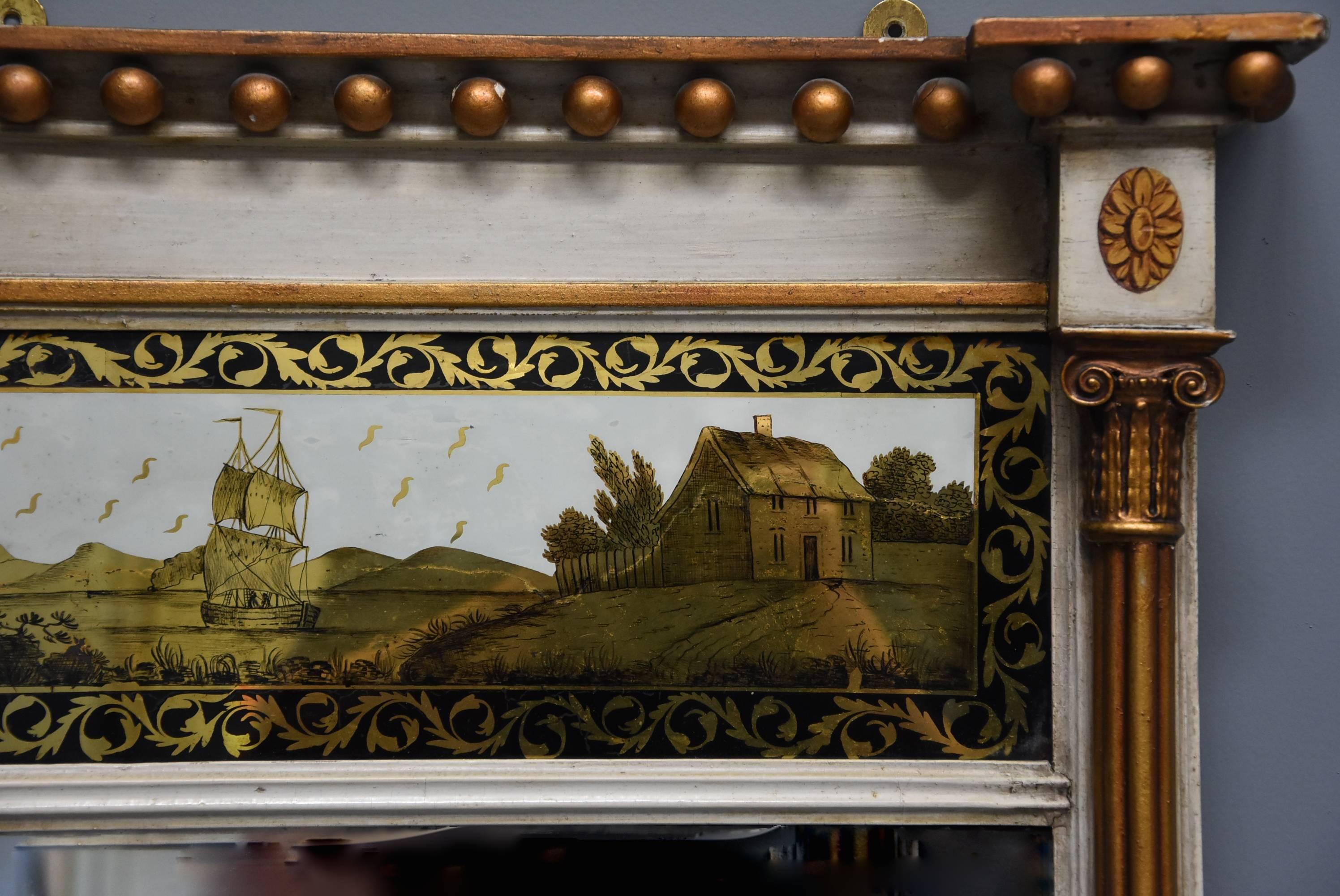 Early 19th Century Regency Églomisé, Gilt and Painted Pier Mirror 2