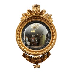 Early 19th Century Regency English Giltwood Bull's Eye Convex Mirror