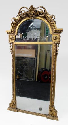 Early 19th Century Regency Giltwood Pier Glass with Intaglio Cut Mirror Plate