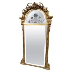 Early 19th Century Regency Giltwood Pier Glass with Intaglio Cut Mirror Plate