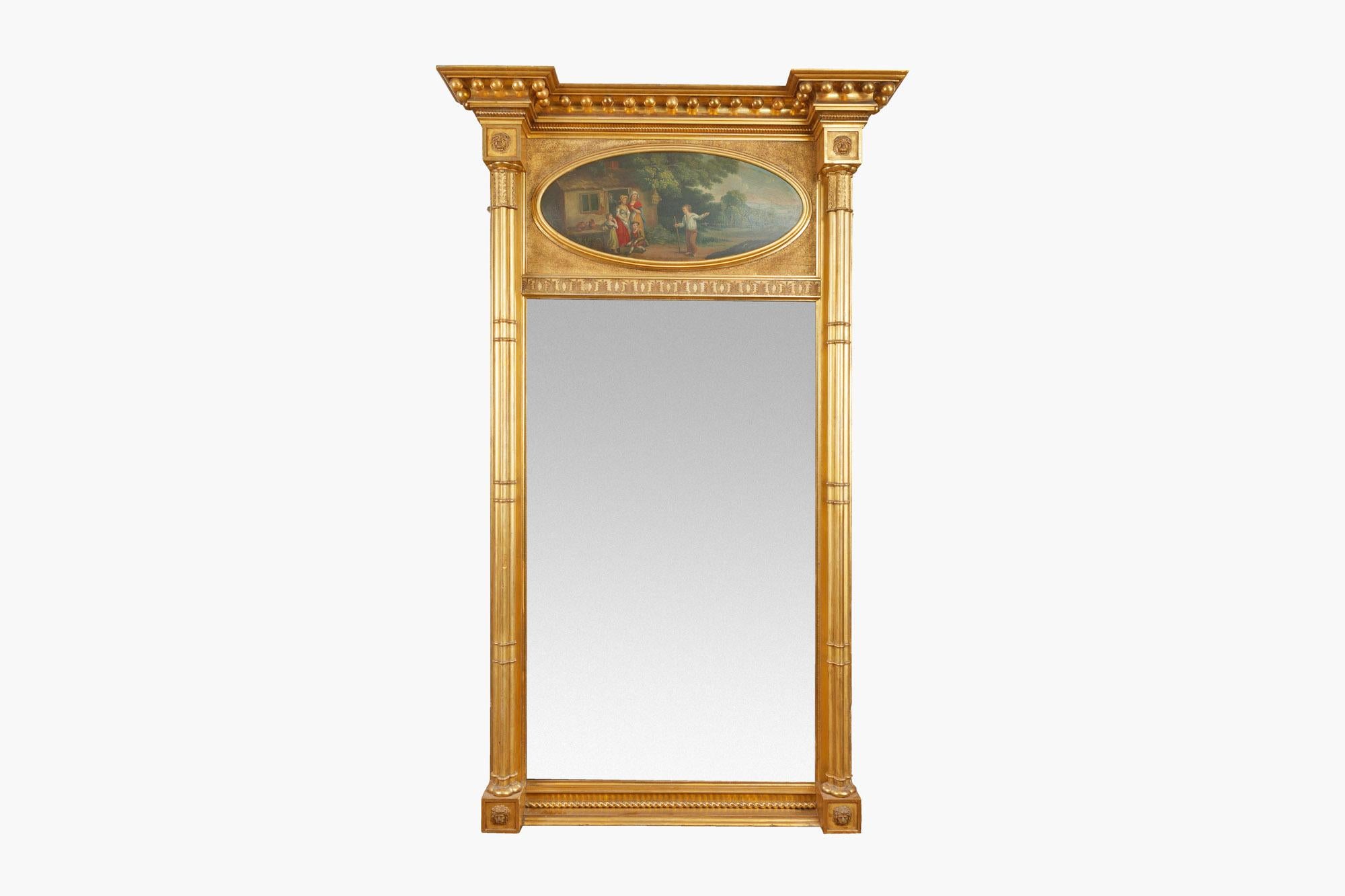 Irish Early 19th Century Regency Giltwood Trumeau Pier Mirror