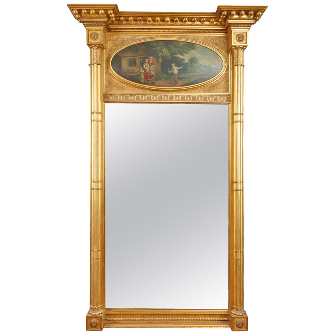 Early 19th Century Regency Giltwood Trumeau Pier Mirror