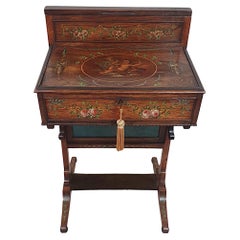 Early 19th Century Regency Hand Painted Rosewood Ladies Writing Desk