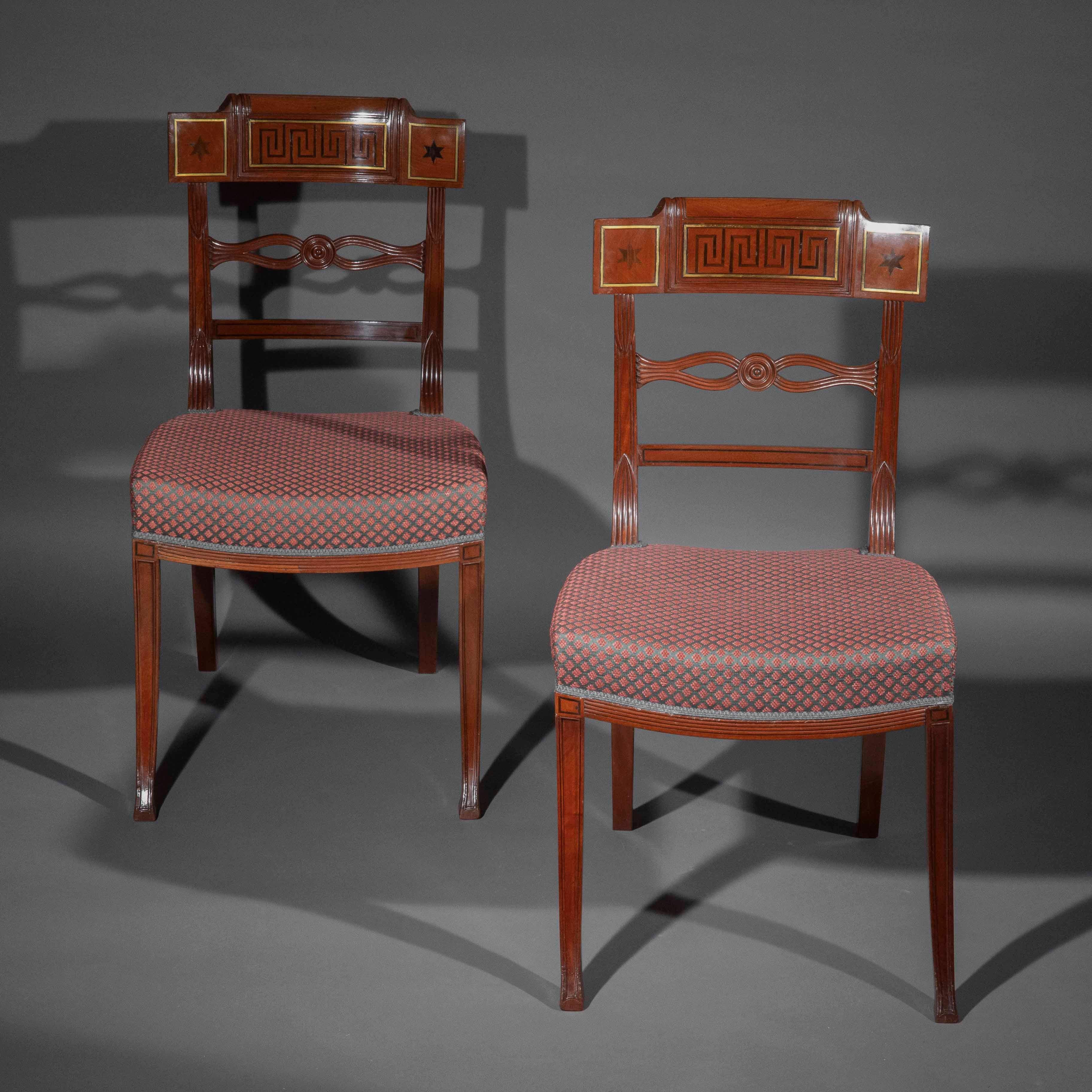 Ottone Sedie Klismos Regency dell'inizio del XIX secolo in vendita