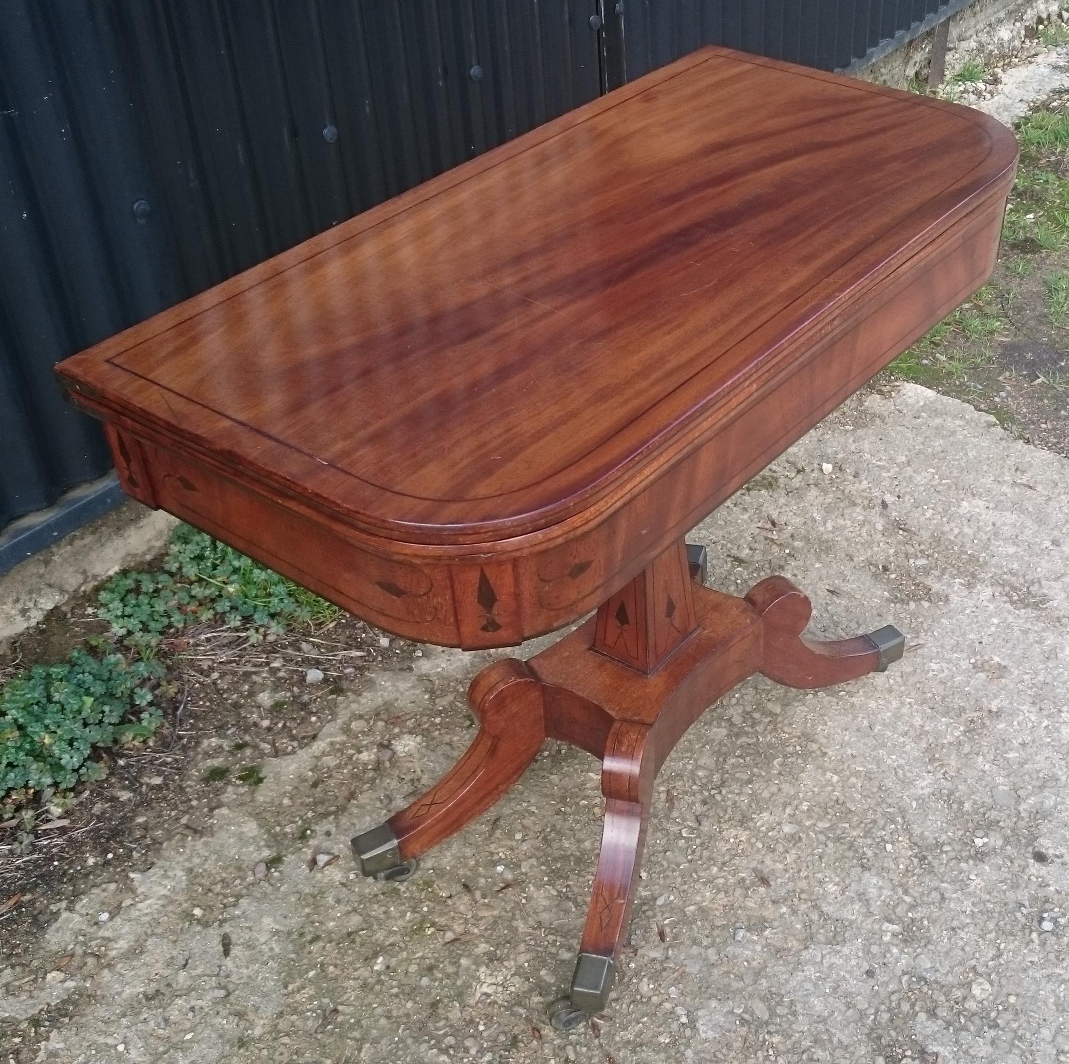British Early 19th Century Regency Mahogany Antique Card Table For Sale