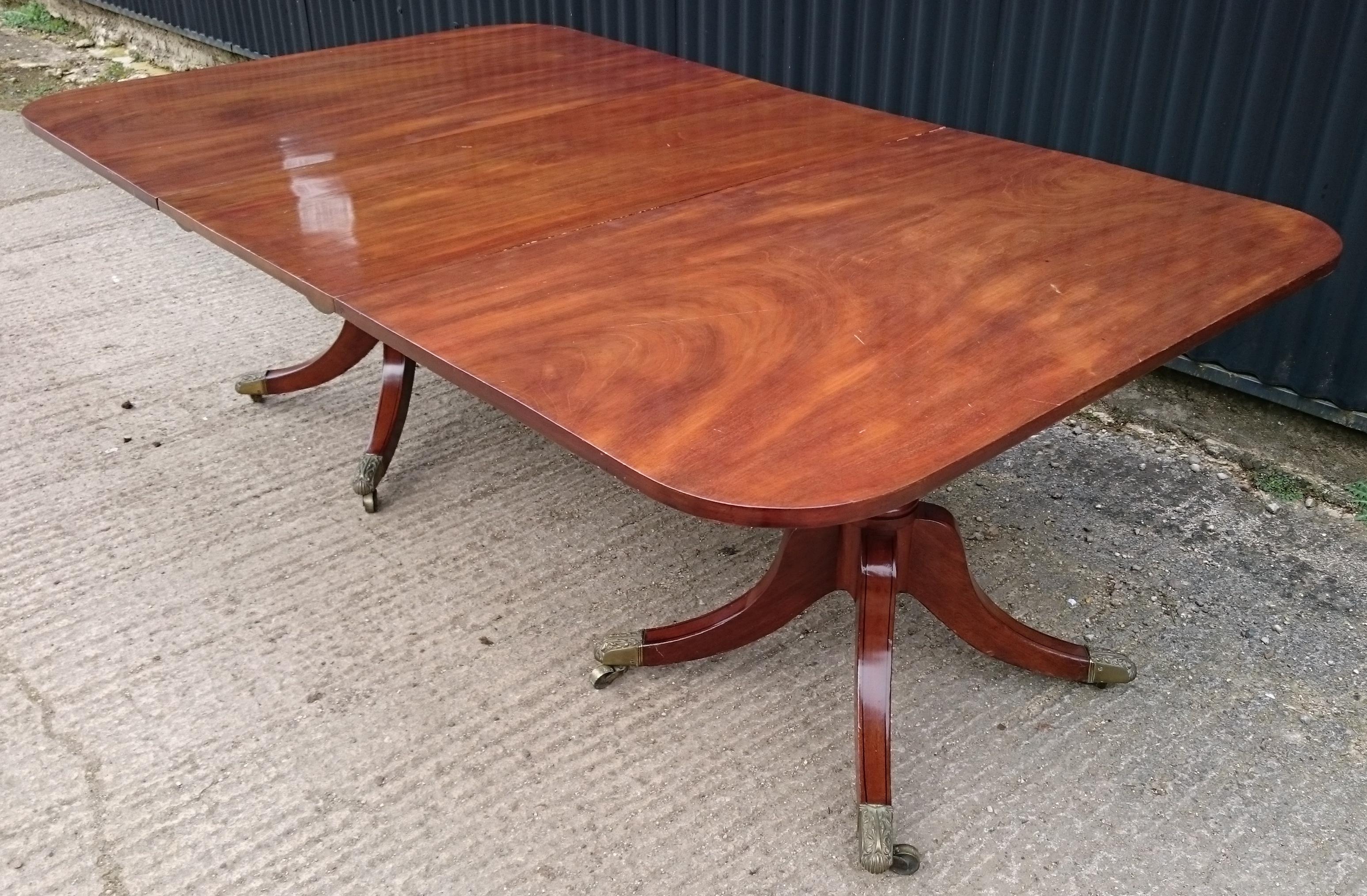 Early 19th Century Regency Mahogany Antique Twin Pedestal Dining Table For Sale 4