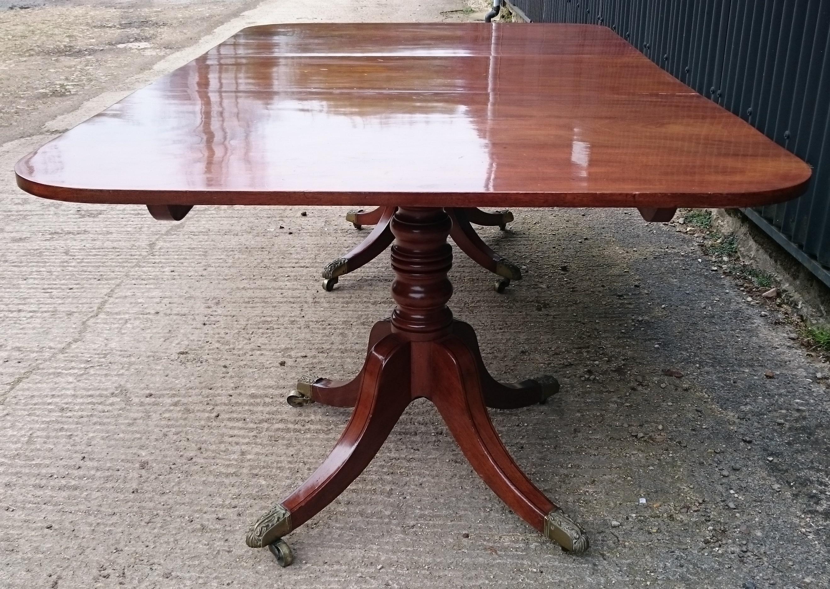 Early 19th Century Regency Mahogany Antique Twin Pedestal Dining Table For Sale 5