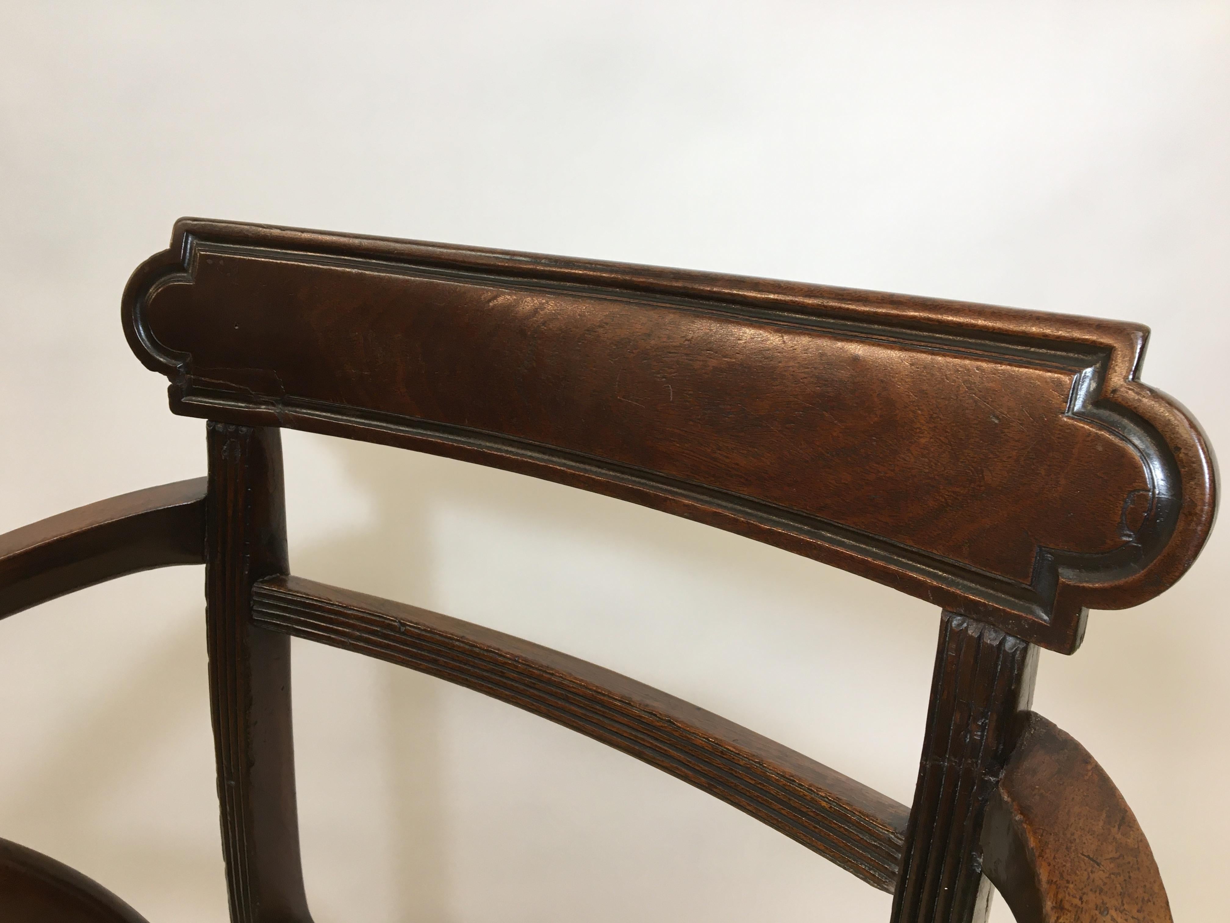 Hand-Crafted Early 19th Century Regency Mahogany Arm Chair For Sale