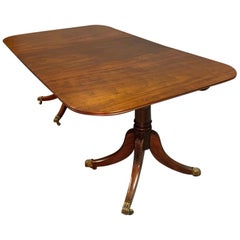 Antique Early 19th Century Regency Mahogany Extending Dining Table with Twin Pillars