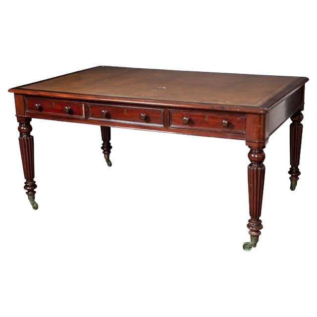 English Mahogany Double-Sided Library Writing Table, circa 1835 For ...