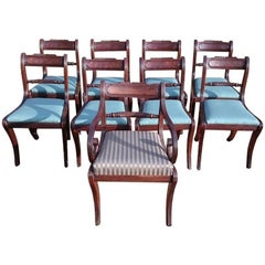 Early 19th Century Regency Mahogany Set of Nine Antique Dining Chairs