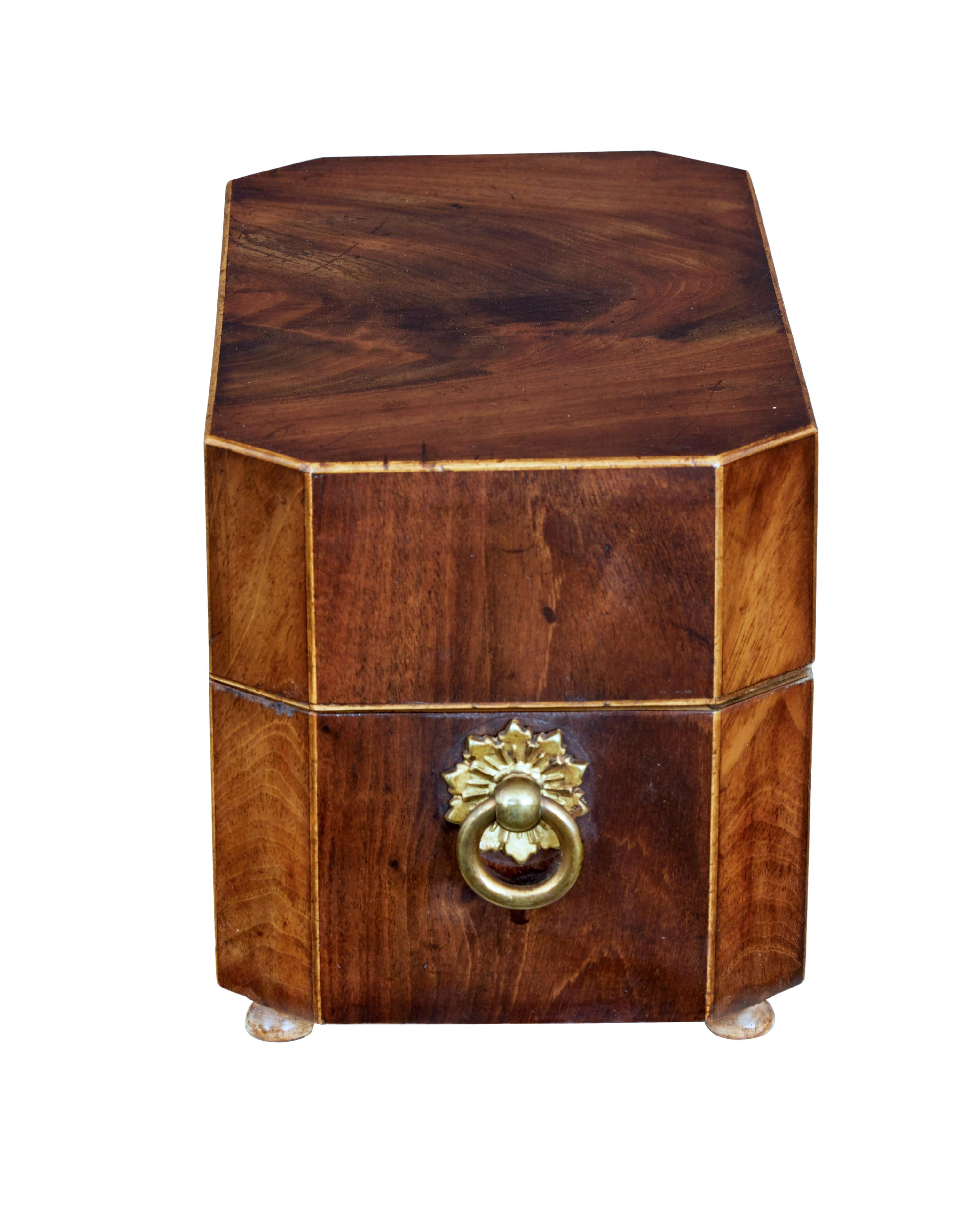 Hand-Crafted Early 19th century Regency mahogany tea caddy For Sale