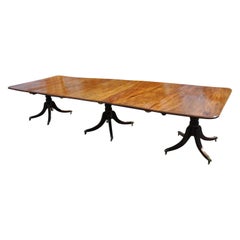 Early 19th Century Regency Mahogany Three Pedestal Dining Table