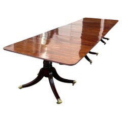 Early 19th Century Regency Mahogany Three Pedestal Dining Table