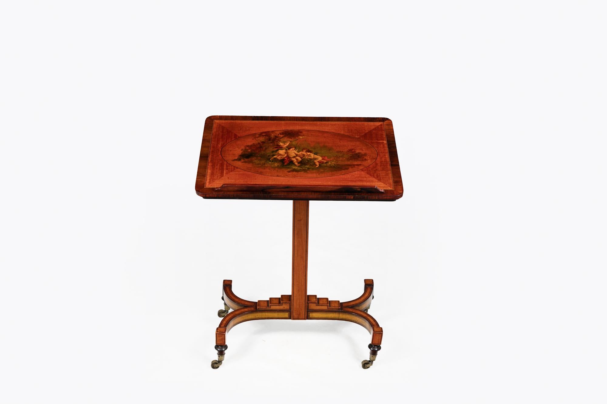 European Early 19th Century Regency Painted Satinwood Ladies’ Writing Table For Sale