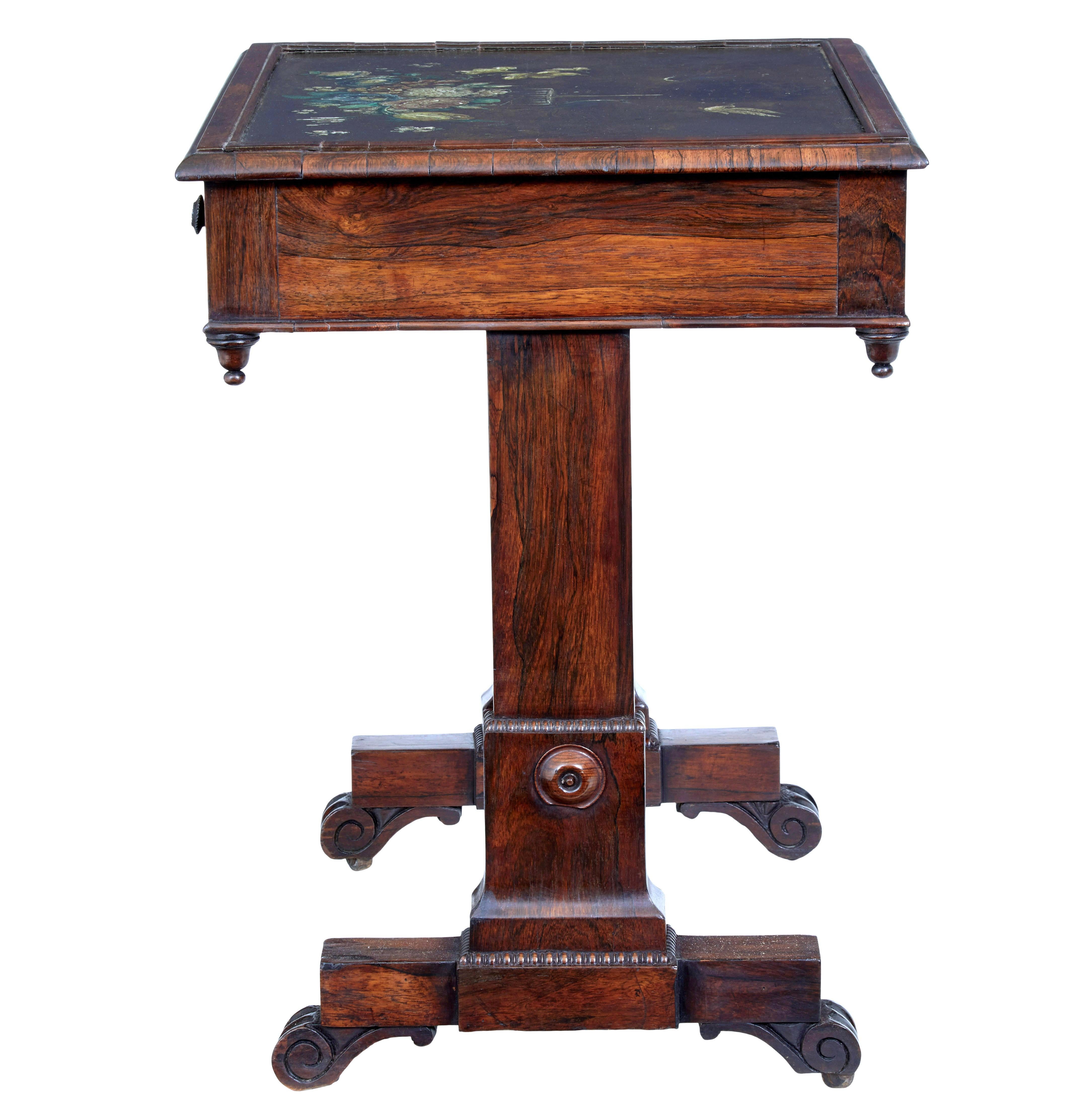 Carved Early 19th century Regency painted slate top side table For Sale
