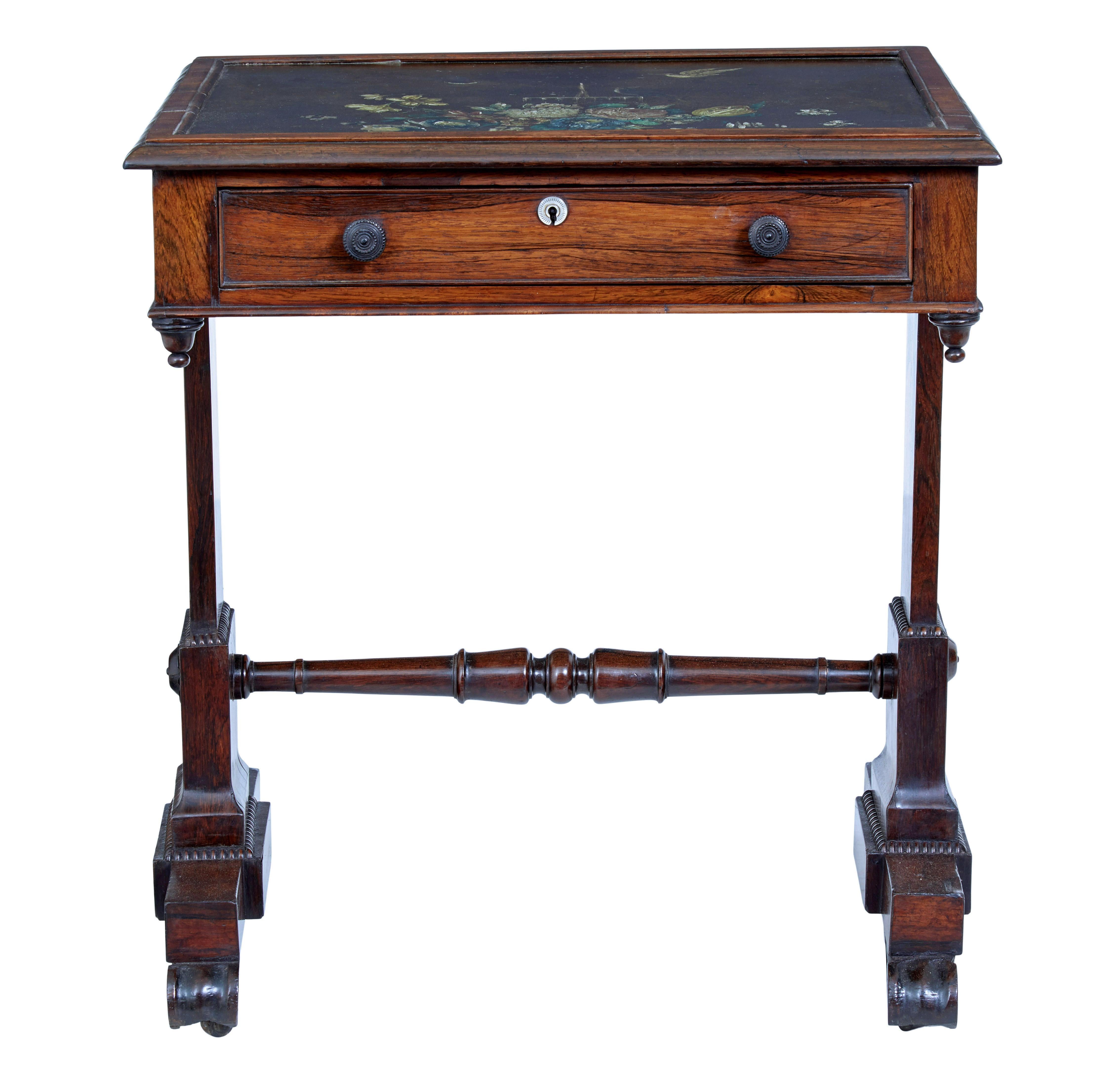 Early 19th century Regency painted slate top side table In Good Condition For Sale In Debenham, Suffolk