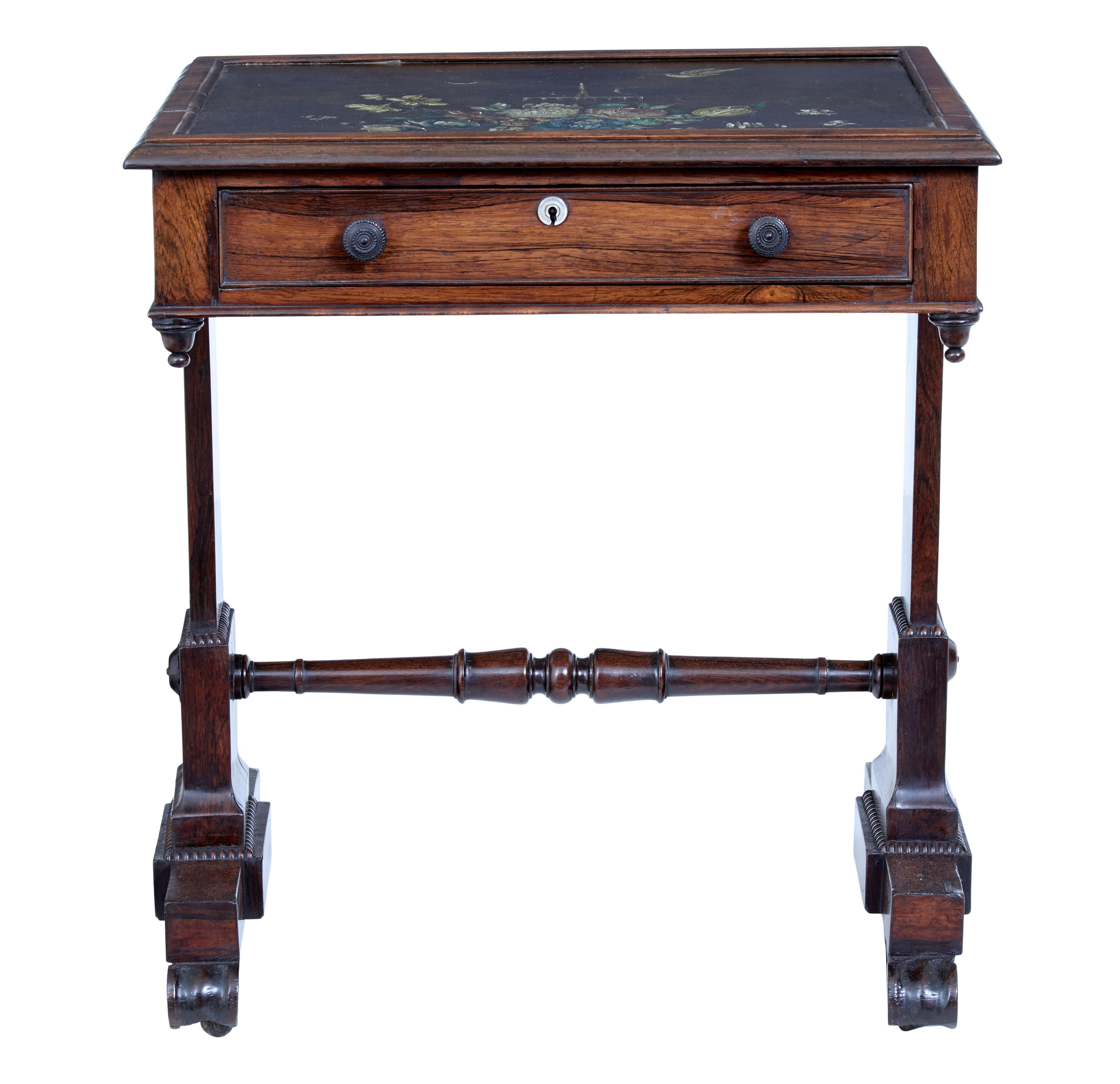 Early 19th Century Regency Palisander Painted Slate Top Side Table In Good Condition In Debenham, Suffolk