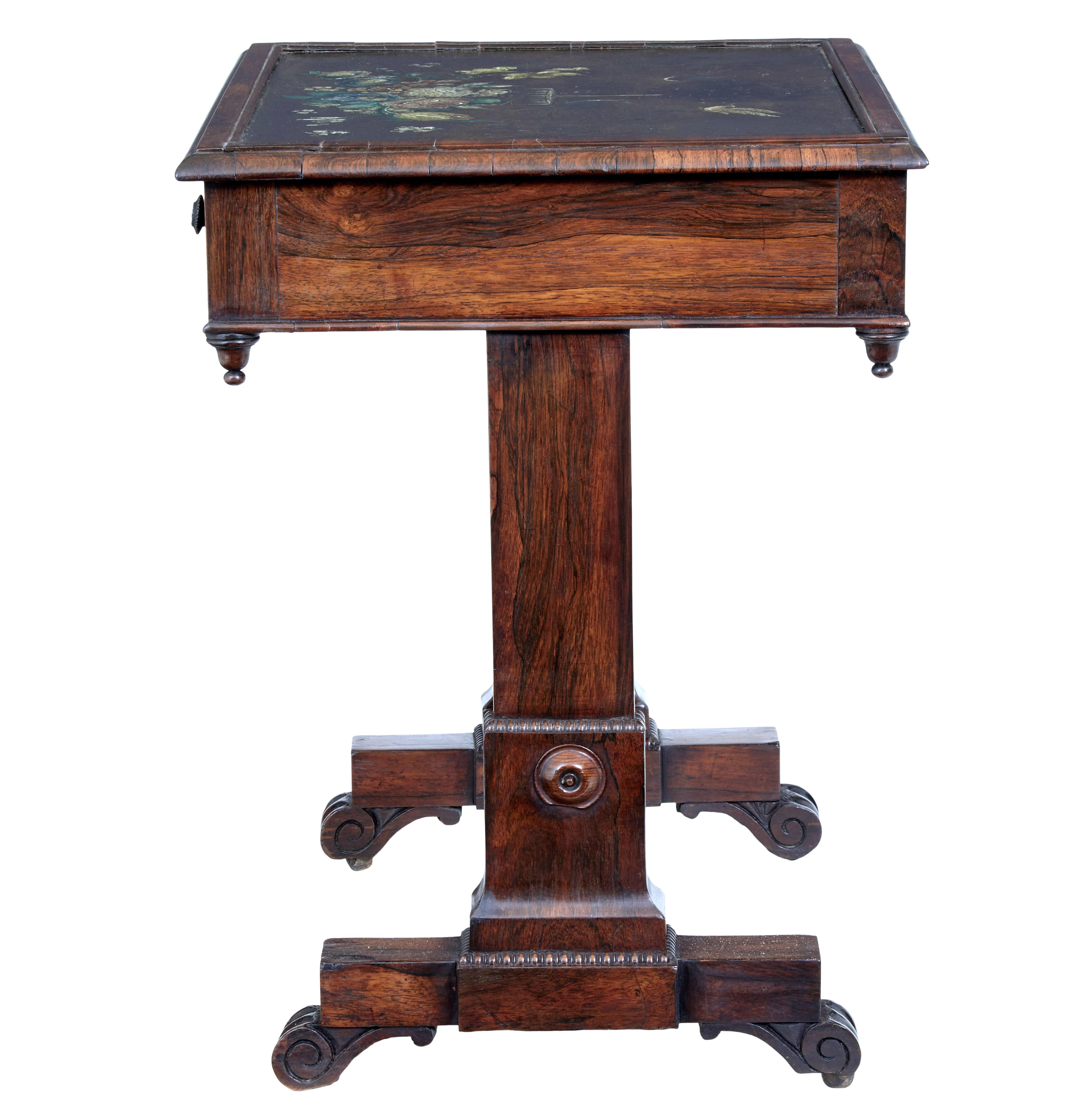 Early 19th Century Regency Palisander Painted Slate Top Side Table For Sale 1