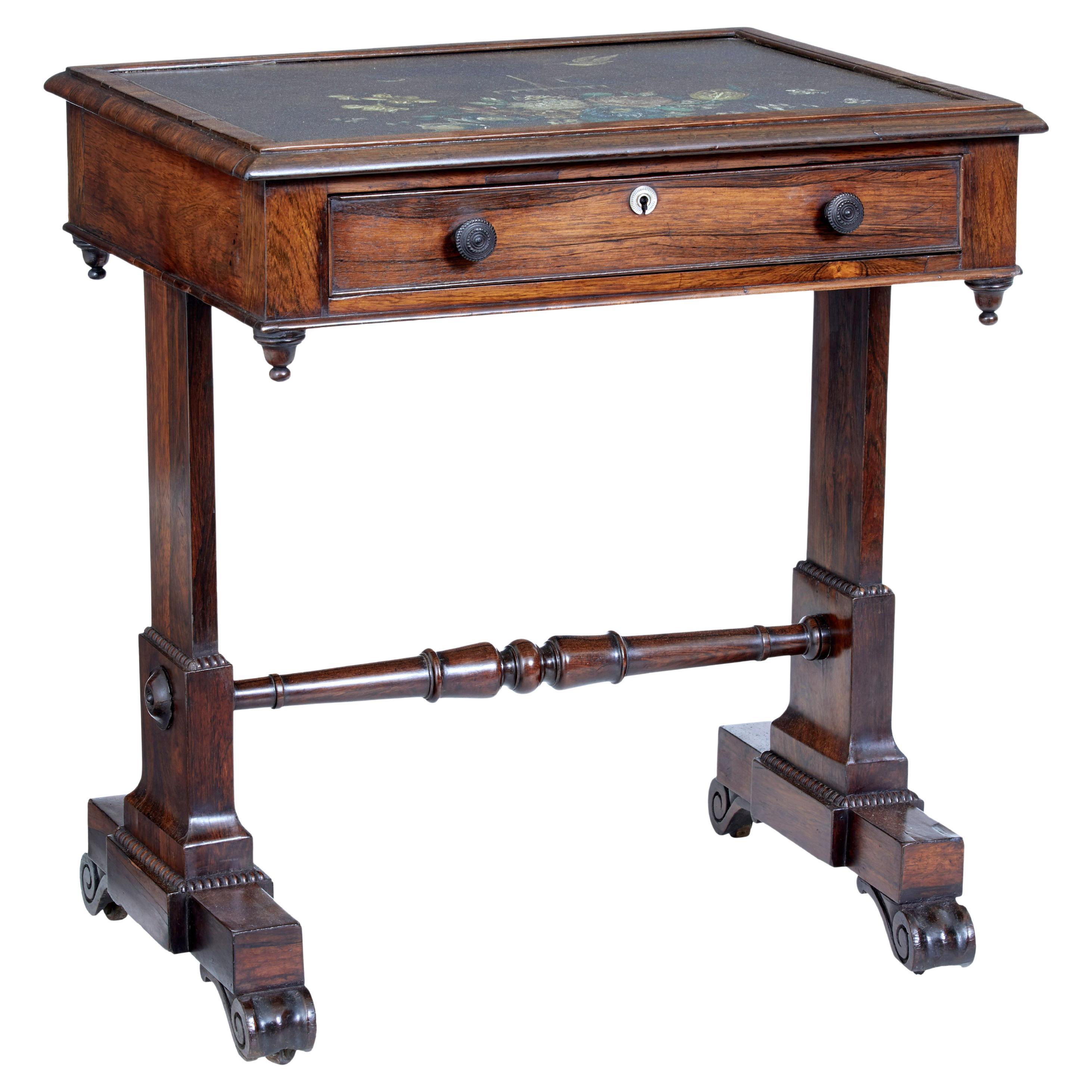 Early 19th Century Regency Palisander Painted Slate Top Side Table For Sale