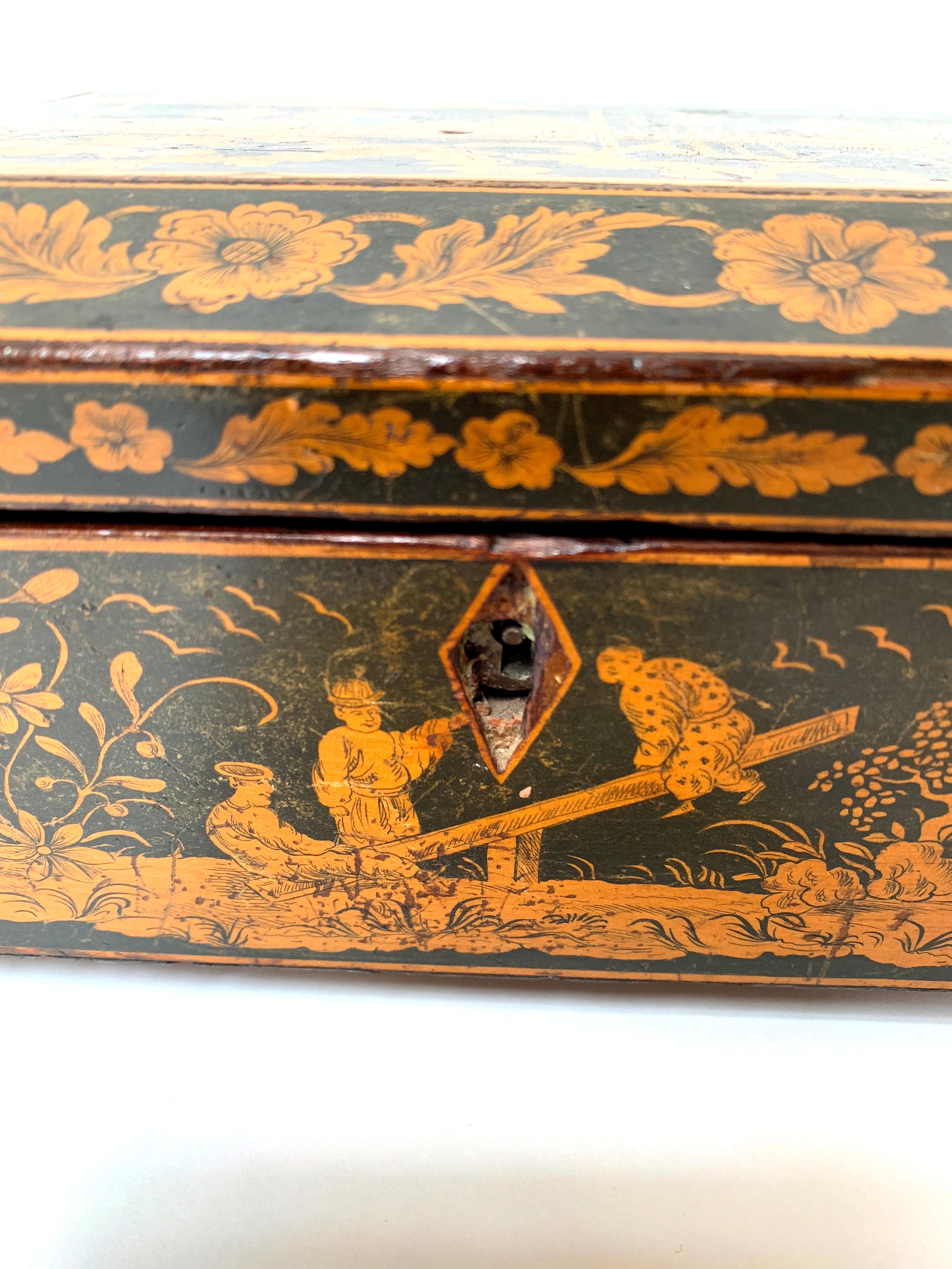 Lacquered Early 19th Century Regency Penwork Box