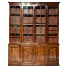 Antique Early 19th Century Regency Period 4-door Breakfront Library Bookcase