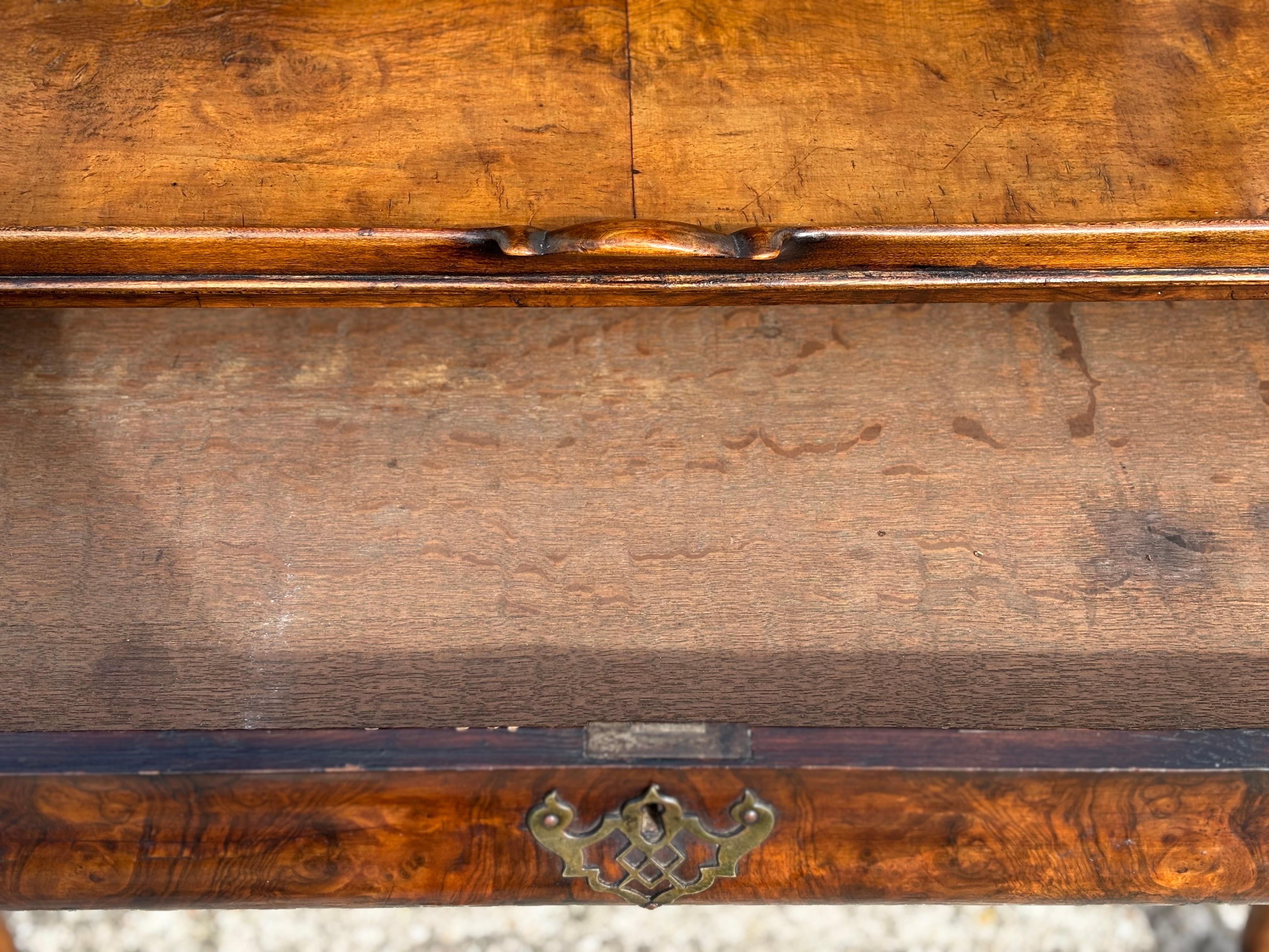 Early 19th Century Regency Period Burr Walnut Silver Table For Sale 6