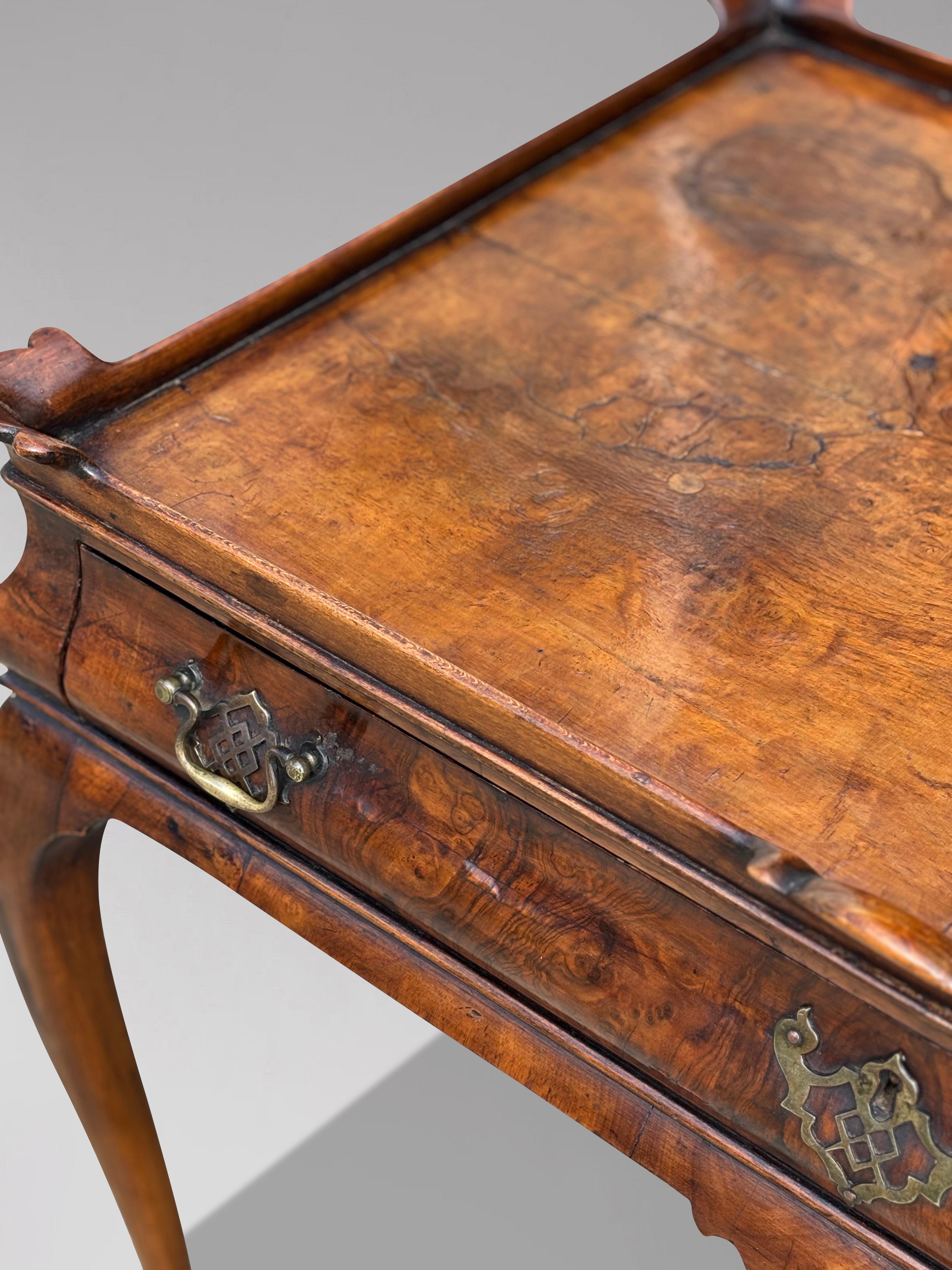 Early 19th Century Regency Period Burr Walnut Silver Table For Sale 1