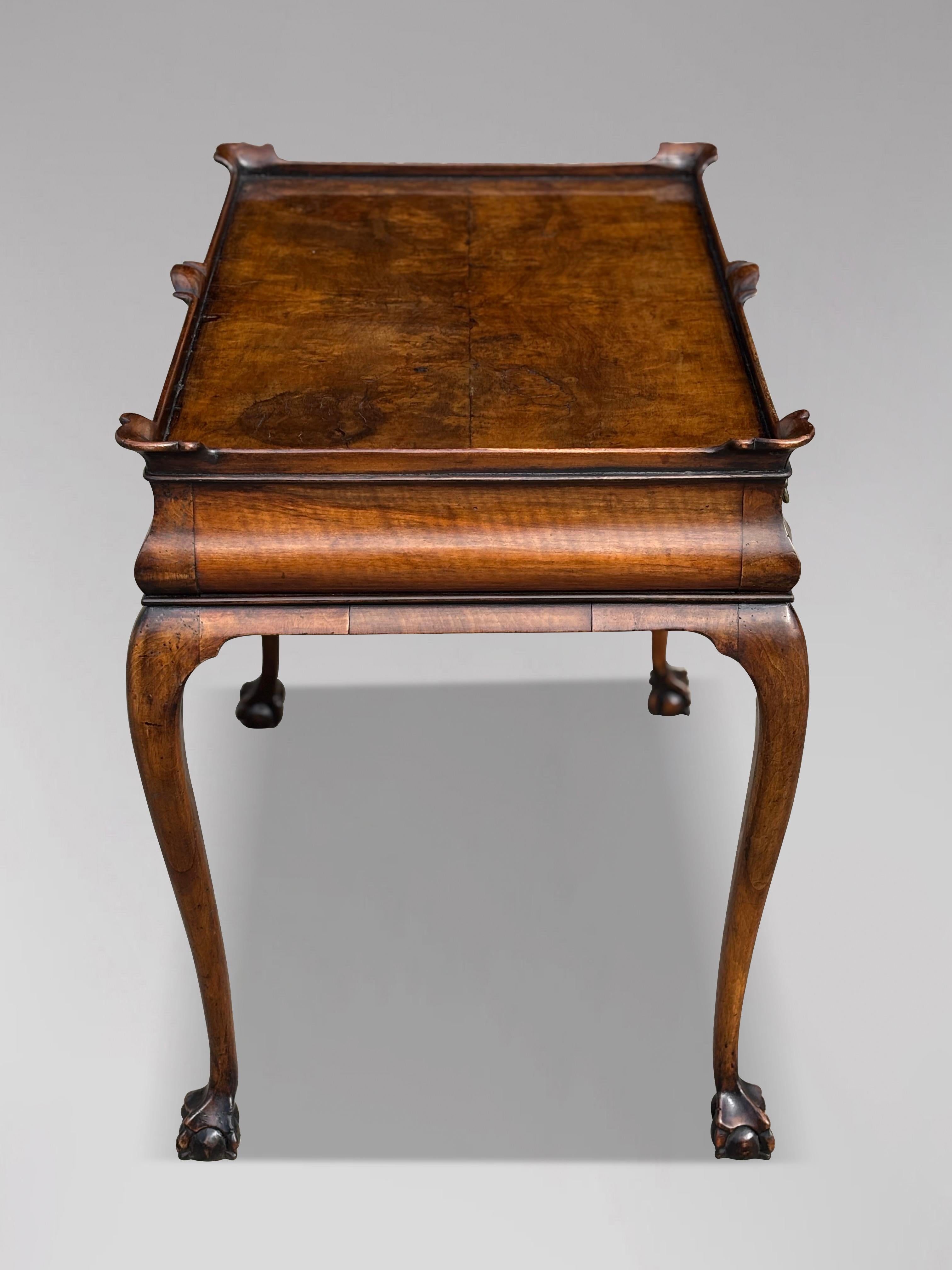 Early 19th Century Regency Period Burr Walnut Silver Table For Sale 3