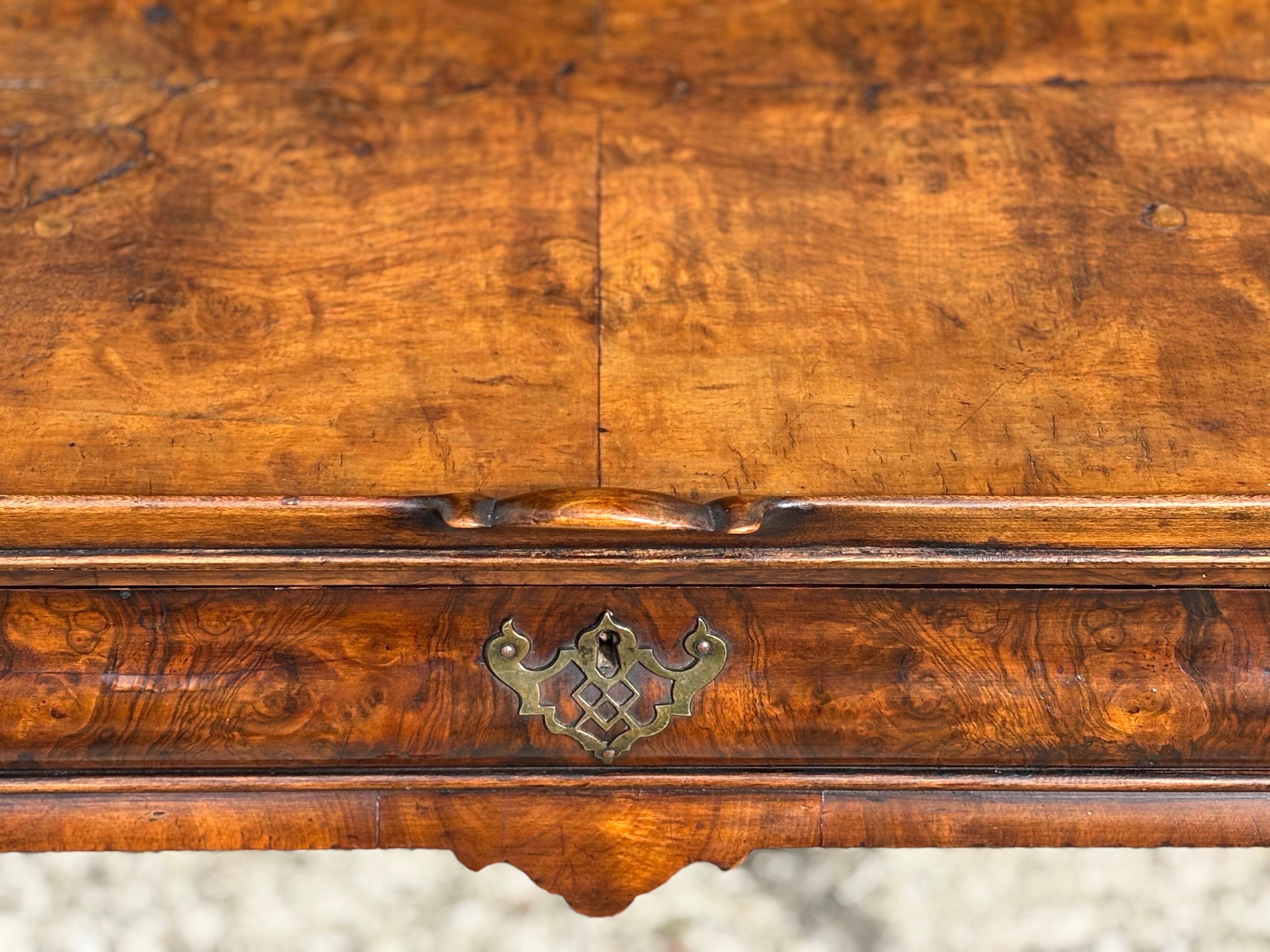 Early 19th Century Regency Period Burr Walnut Silver Table For Sale 4
