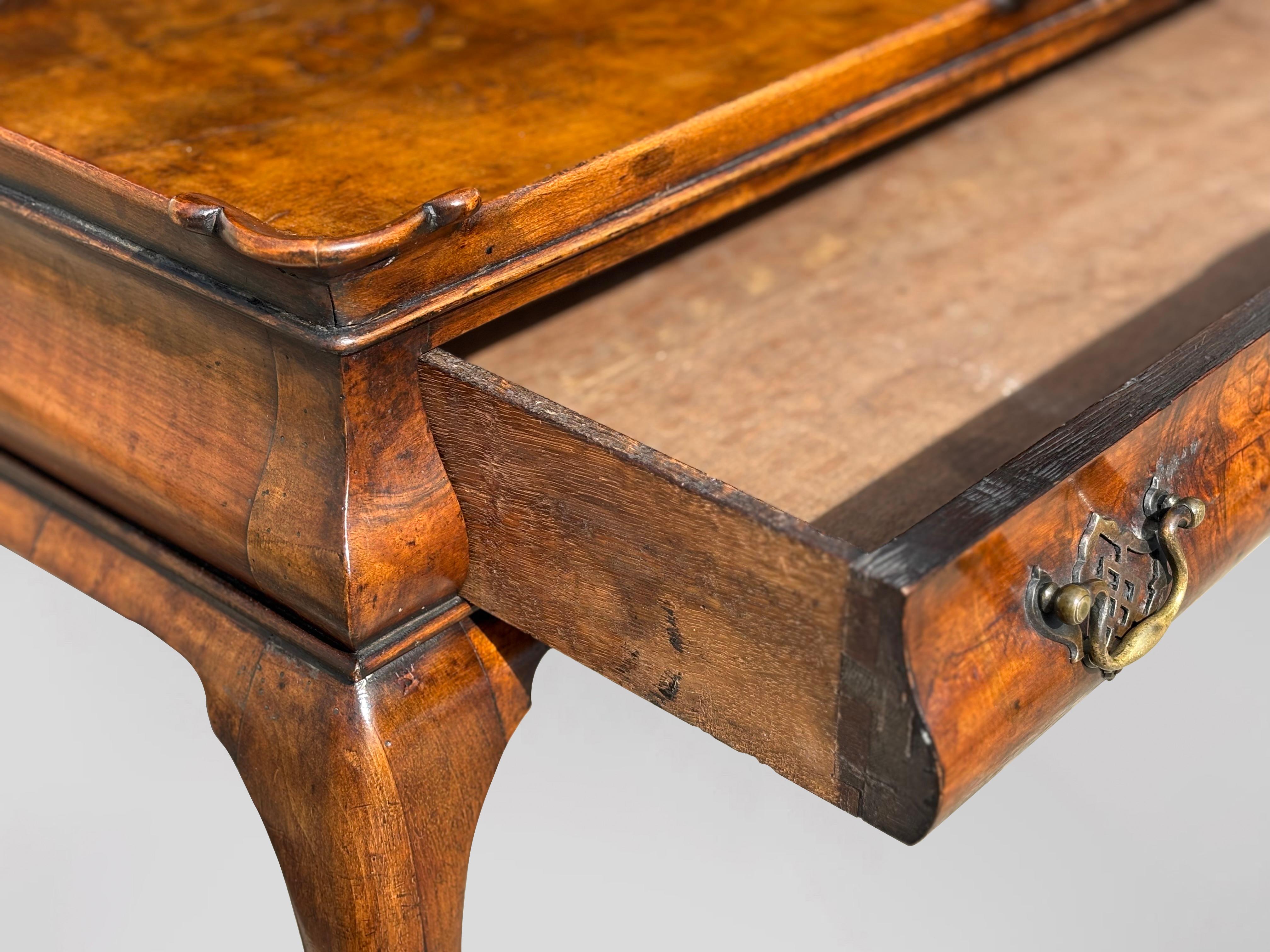 Early 19th Century Regency Period Burr Walnut Silver Table For Sale 5