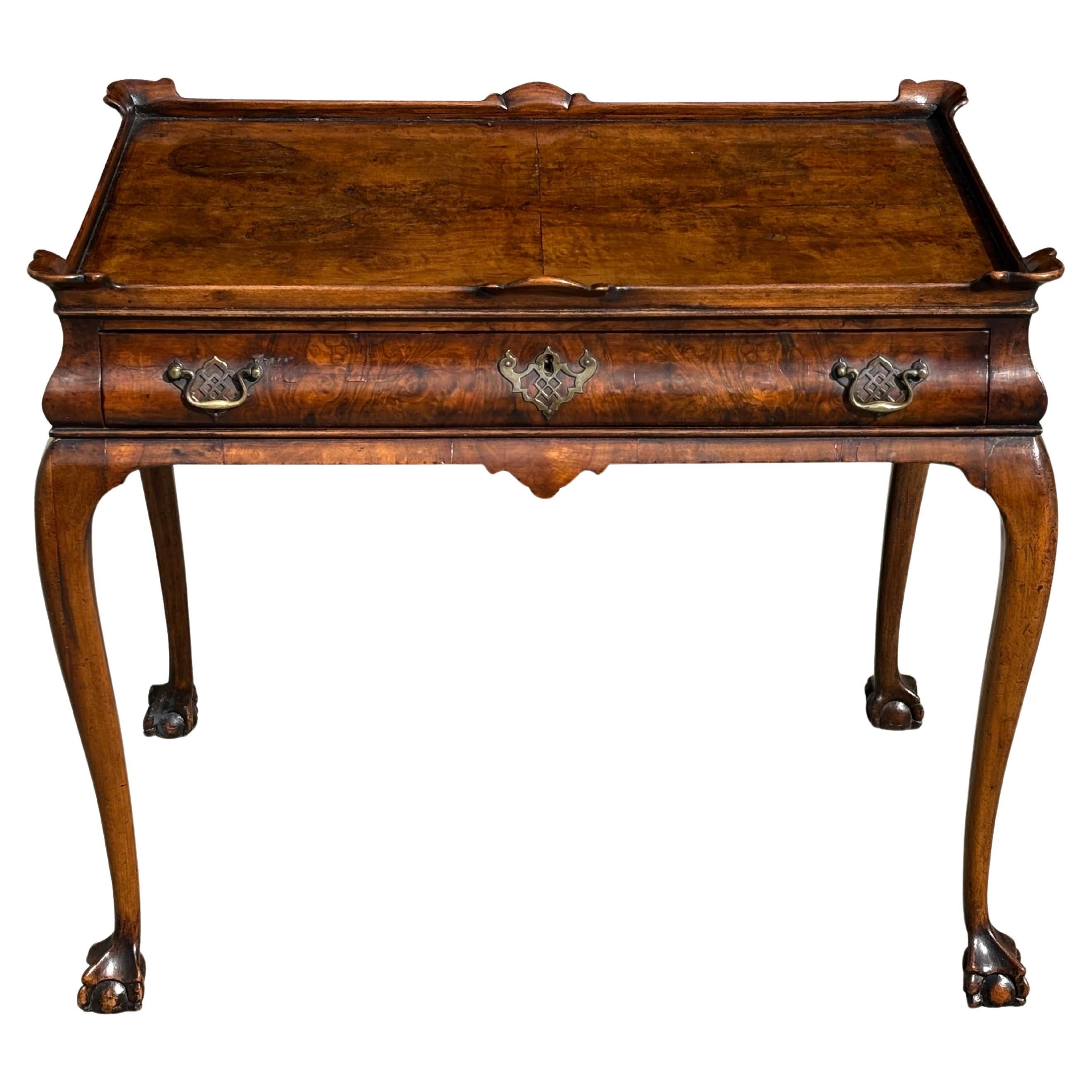 Early 19th Century Regency Period Burr Walnut Silver Table For Sale