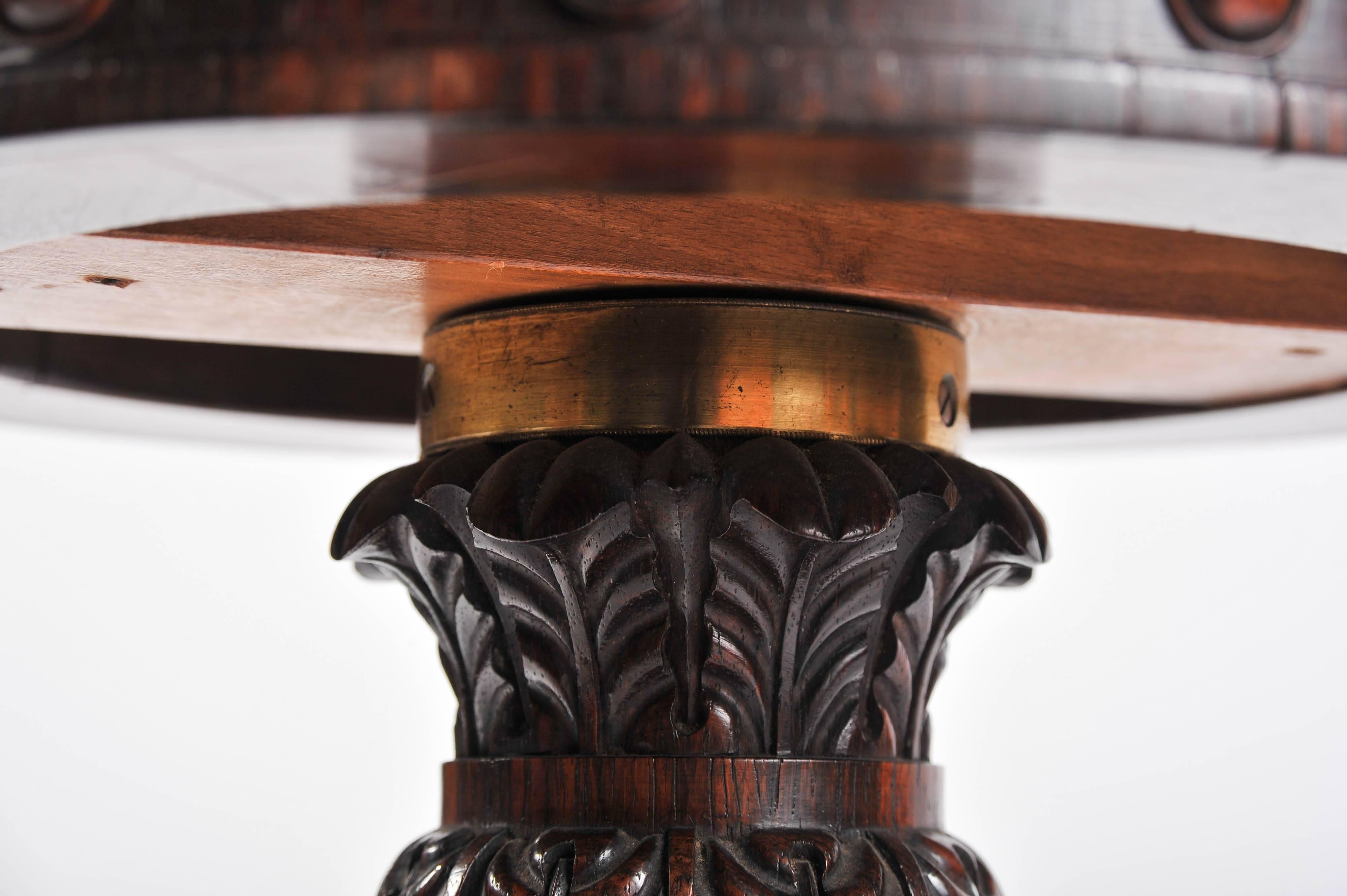 19th Century Music Stool, Regency Period, Carved Rosewood and Steel For Sale 3