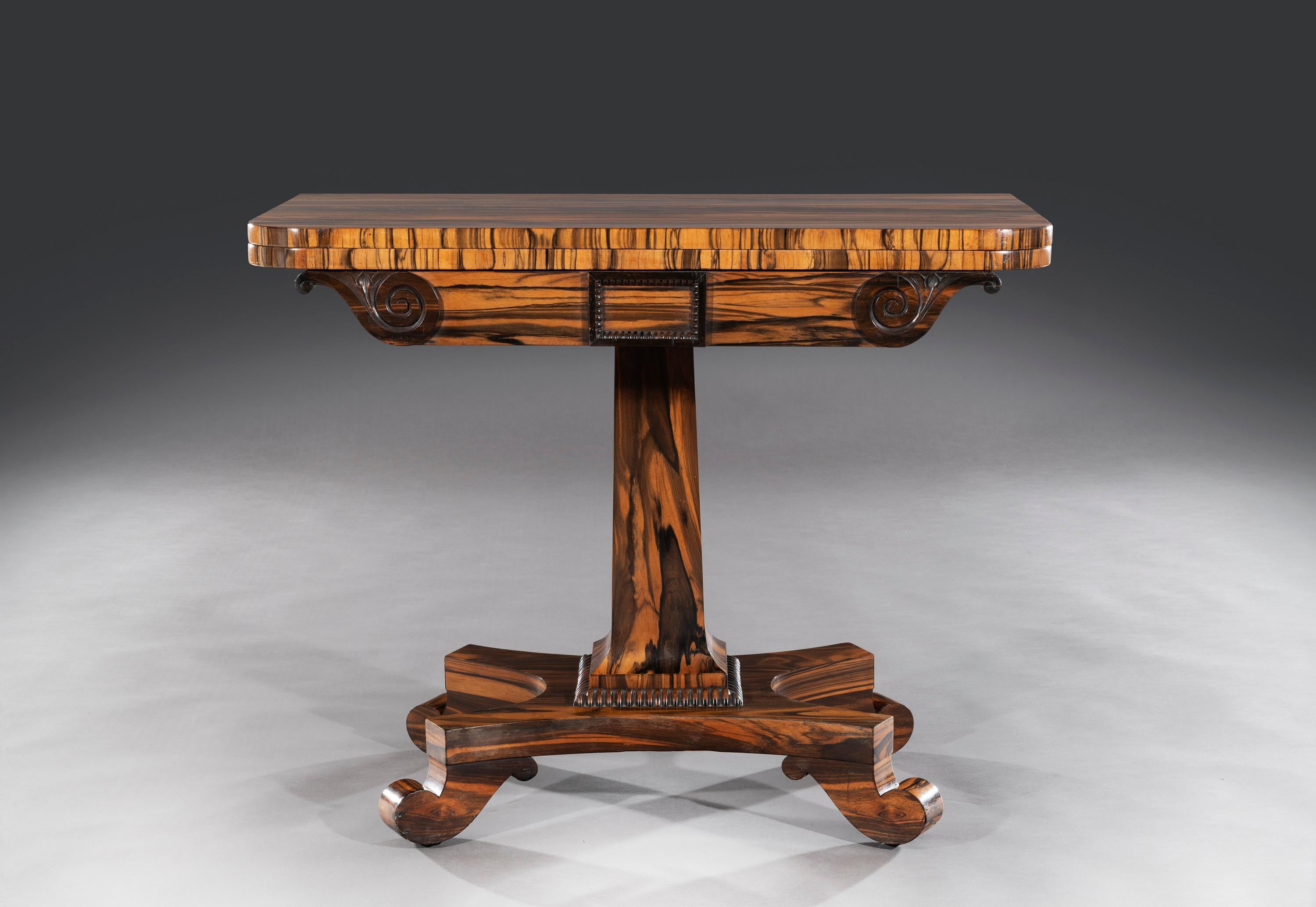 English Early 19th Century Regency Period Coromadel 'Calamander' Fold-Over Card Table For Sale