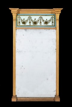 Early 19th Century Regency Period Eglomise Giltwood Pier Mirror