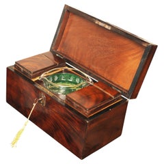 Early 19th Century Regency Period Flame Mahogany Tea Caddy Box